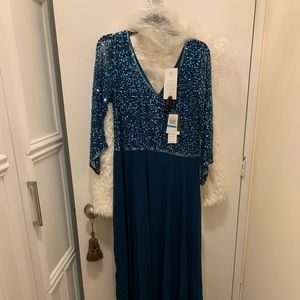 Sequin Blue Floor Length Dress